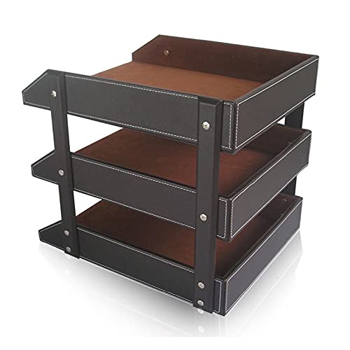 3-Tier Leather A4 Document Tray Organizer