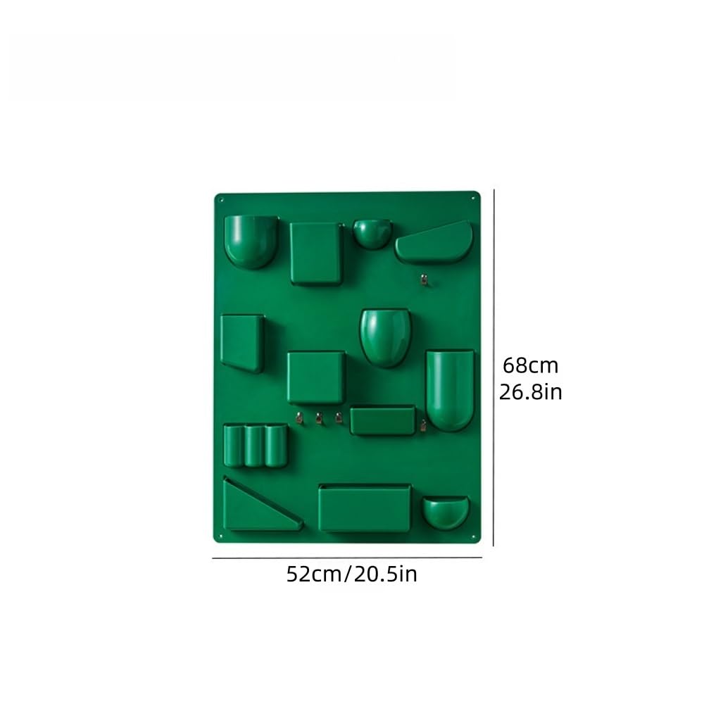 Multi-Grid Wall-Mounted Organizer with Hooks