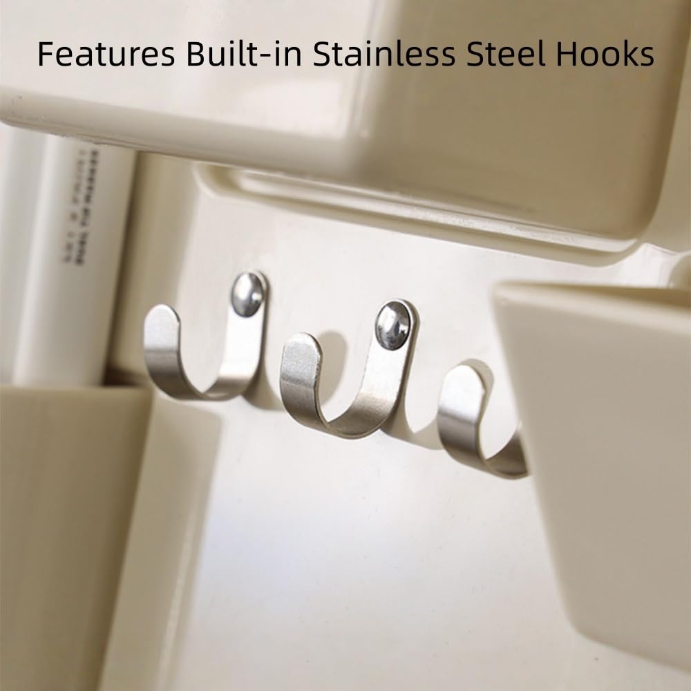 Multi-Grid Wall-Mounted Organizer with Hooks