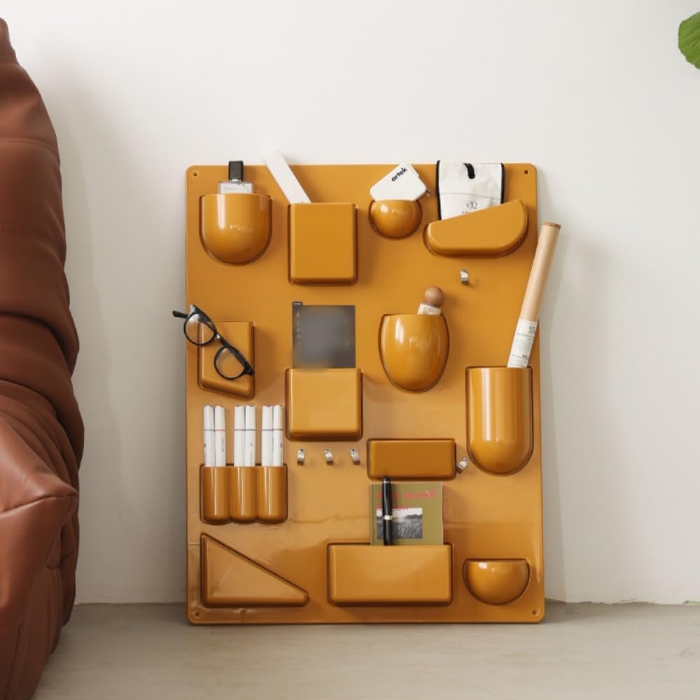 Multi-Grid Wall-Mounted Organizer with Hooks