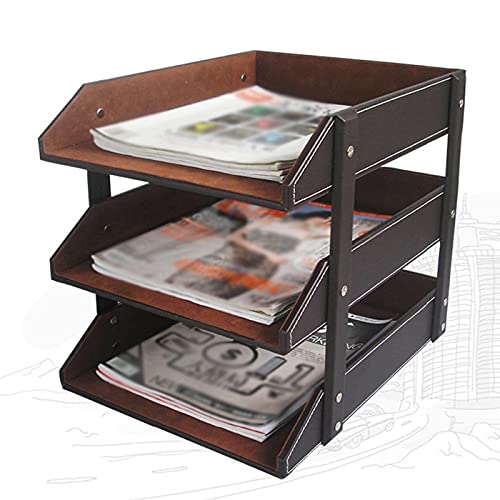 3-Tier Leather A4 Document Tray Organizer