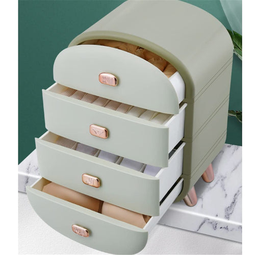 4 Layer Storage Drawer Closet Organizer Underwear Bra Layer Storage Separate Compartment Household Cabinet (Color : Green, Size : 34.525.548cm)
