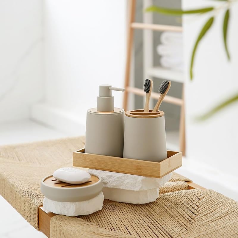 Lotion Bottle Toothbrush Holder Soap Tray Toilet Organizer Bathroom Set