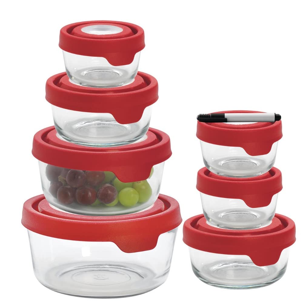Kitchen Organizer Clear Glass Food Storage, 15 Piece Set Containers