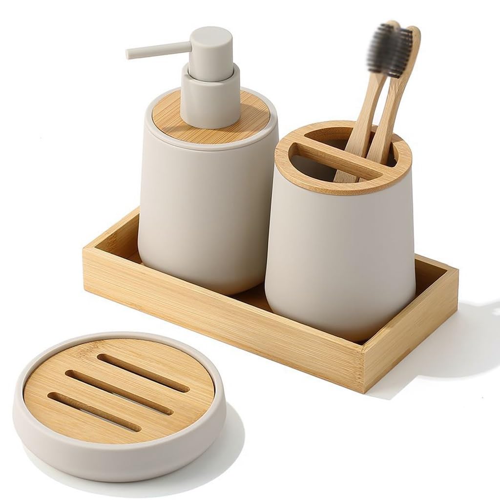 Lotion Bottle Toothbrush Holder Soap Tray Toilet Organizer Bathroom Set