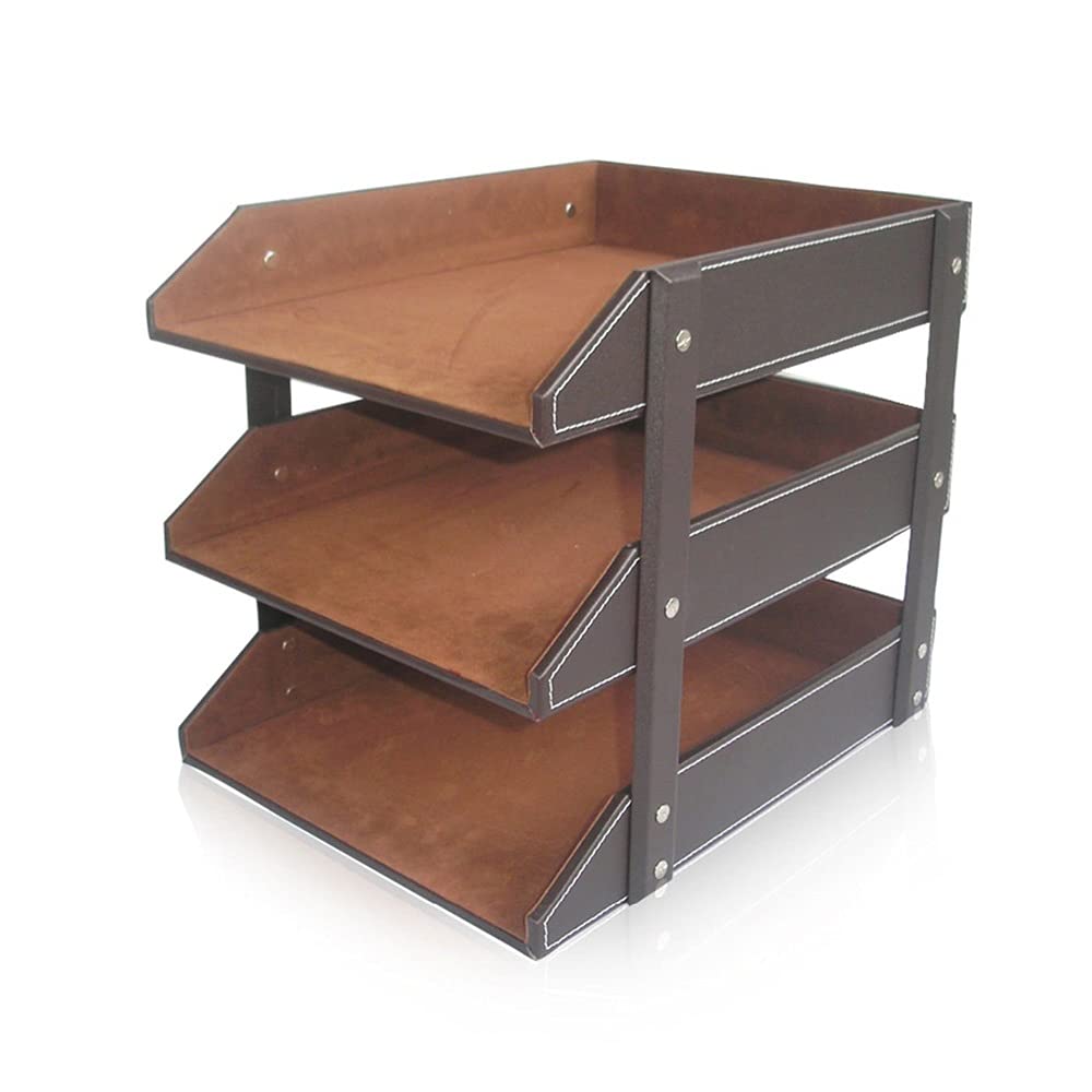 3-Tier Leather A4 Document Tray Organizer