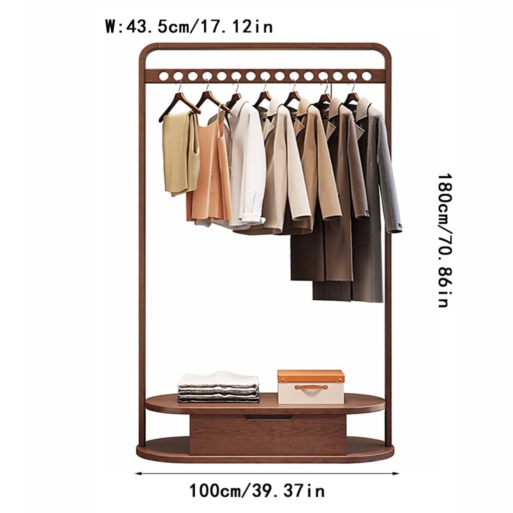 Freestanding Coat Rack with Double Storage Shelves