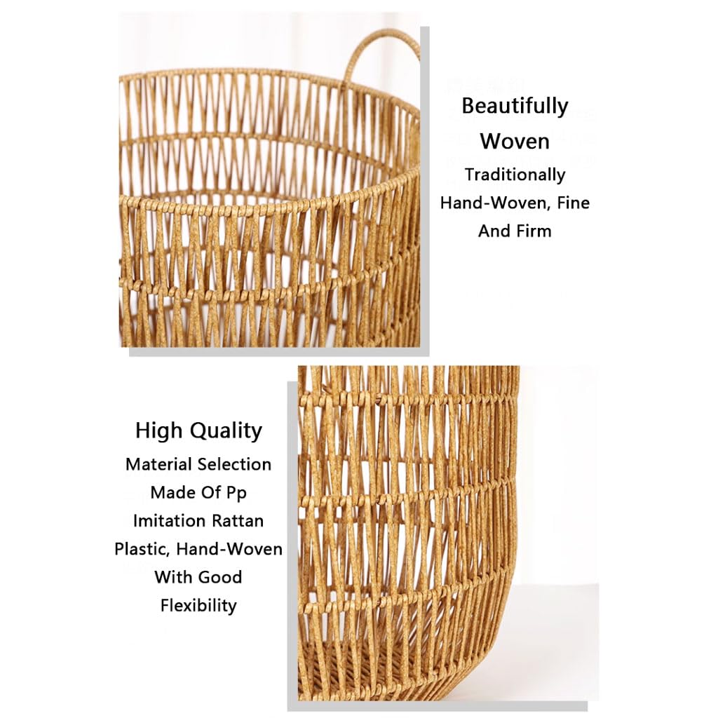Rattan-Style Round Laundry Hamper with Handles