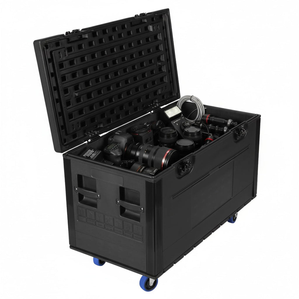 Stackable Cable Storage Case with Locking Wheels