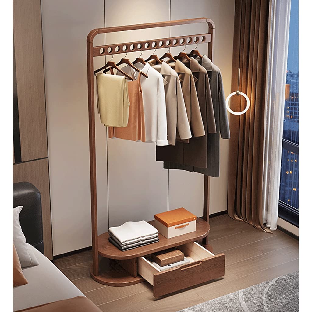 Freestanding Coat Rack with Double Storage Shelves