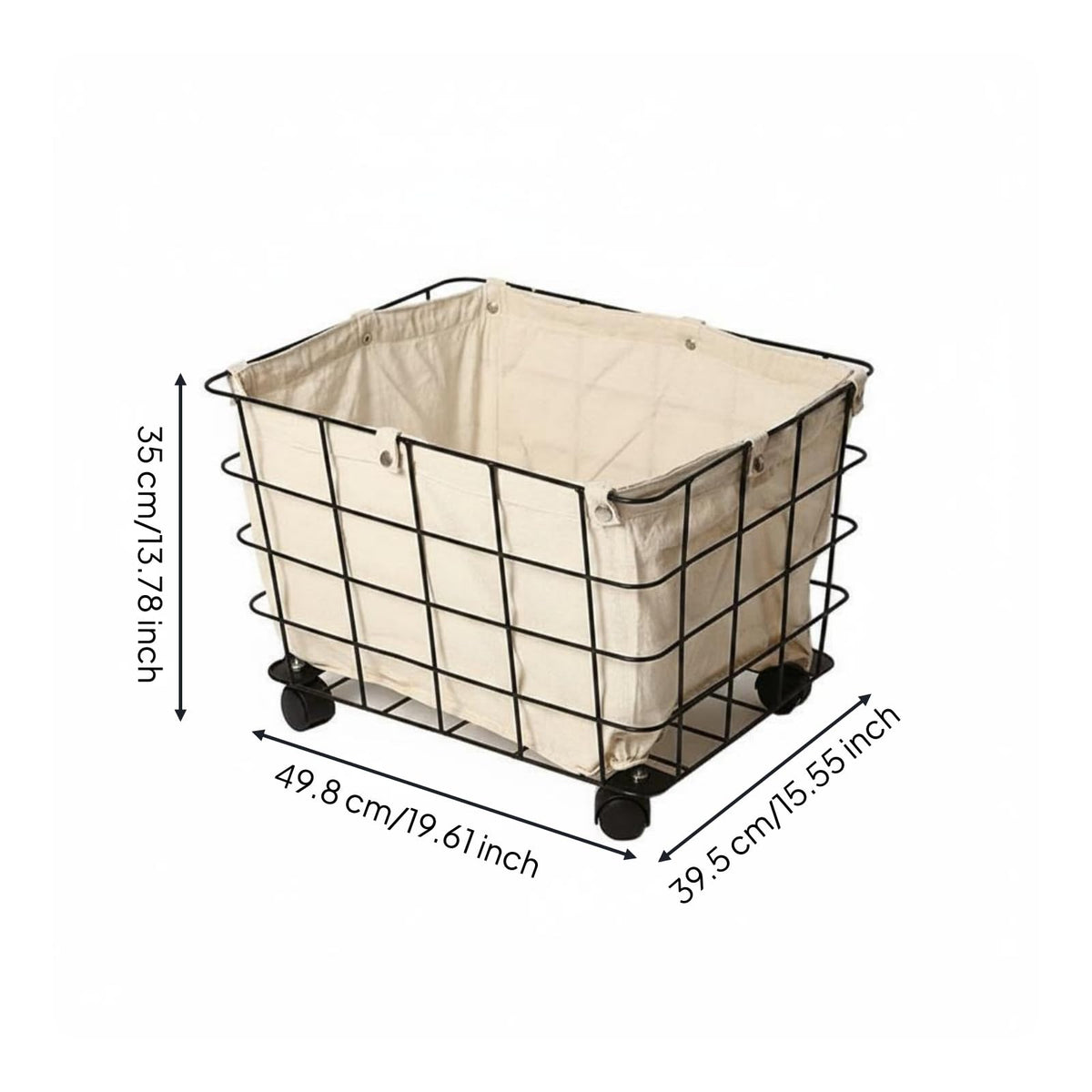 Large Rolling Storage Basket with Removable Liner