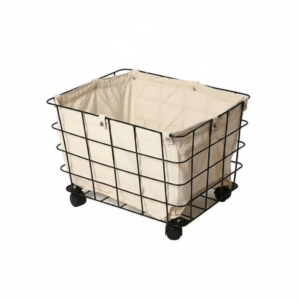 Large Rolling Storage Basket with Removable Liner