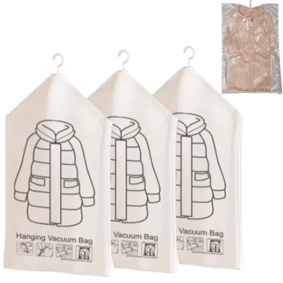 3-Piece Reusable Vacuum Garment Storage Bags