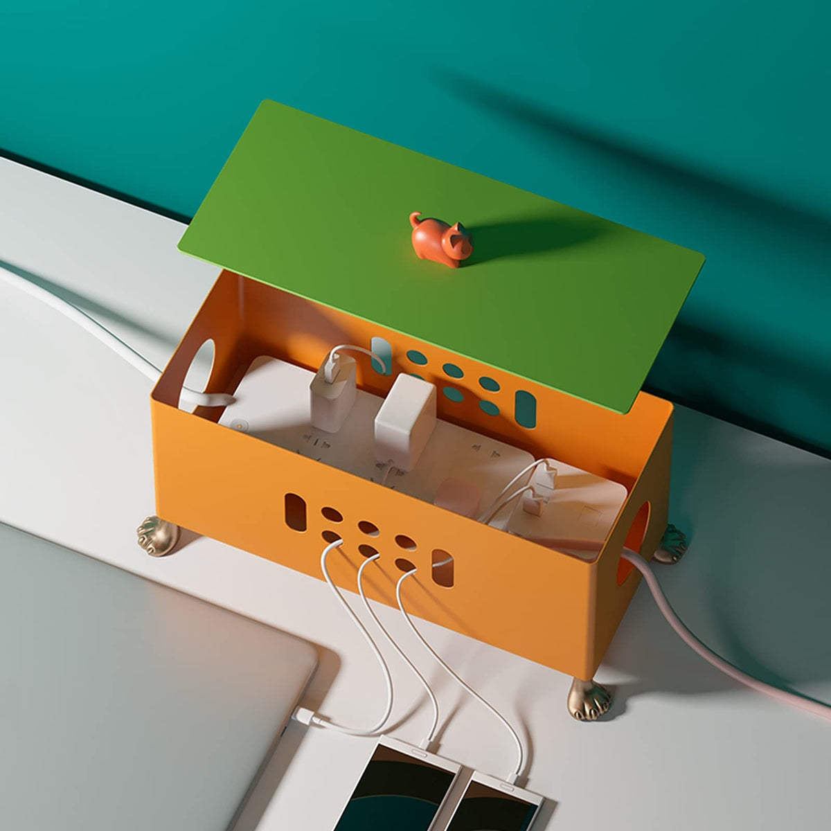 Metal Cable Management Box with Decorative Cover
