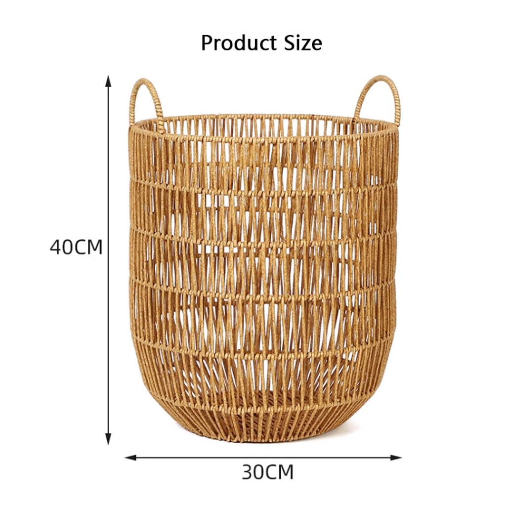 Rattan-Style Round Laundry Hamper with Handles