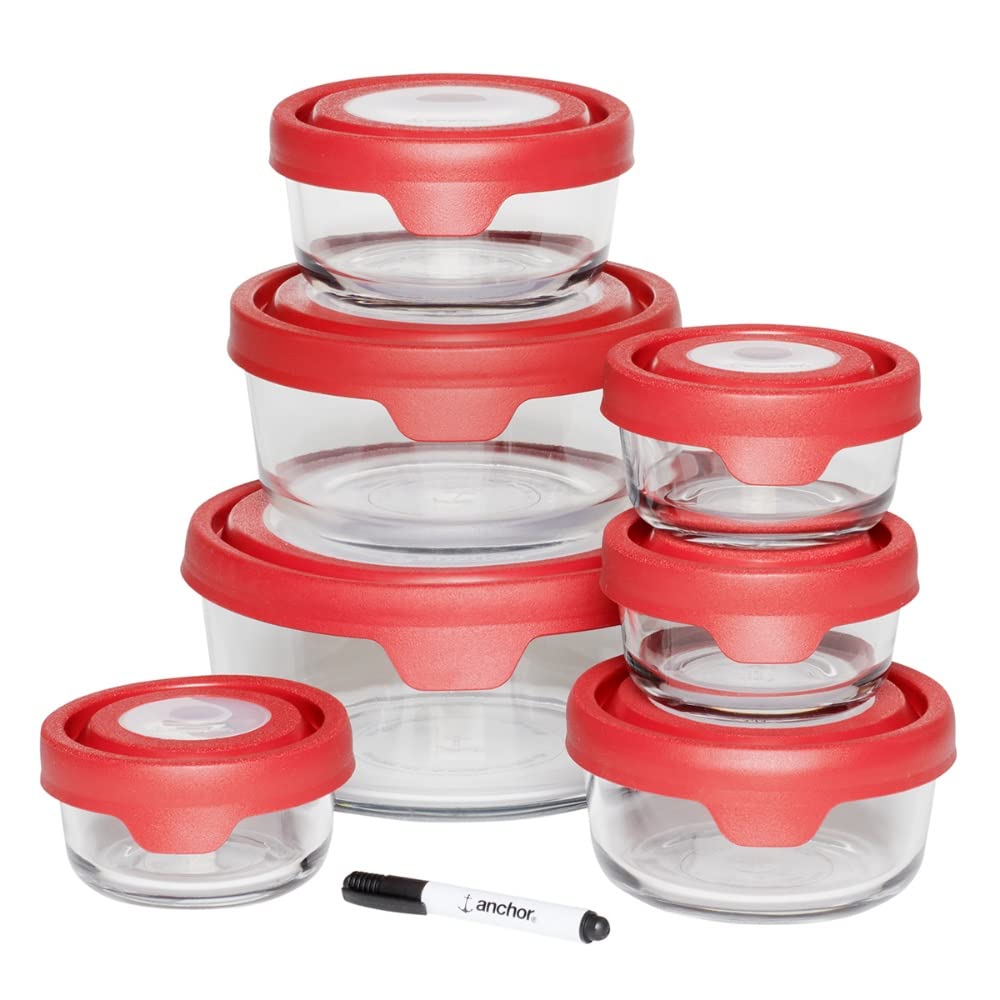 Kitchen Organizer Clear Glass Food Storage, 15 Piece Set Containers