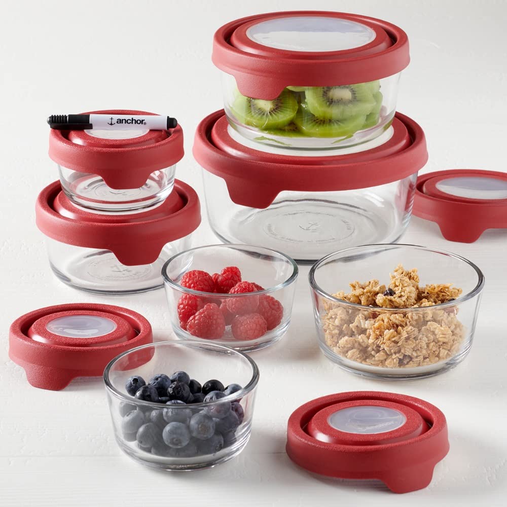 Kitchen Organizer Clear Glass Food Storage, 15 Piece Set Containers