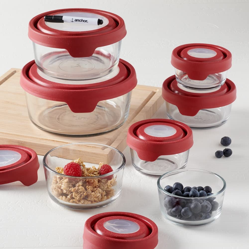 Kitchen Organizer Clear Glass Food Storage, 15 Piece Set Containers