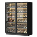 LED Shoe Cabinet with Glass Doors & Adjustable Shelves