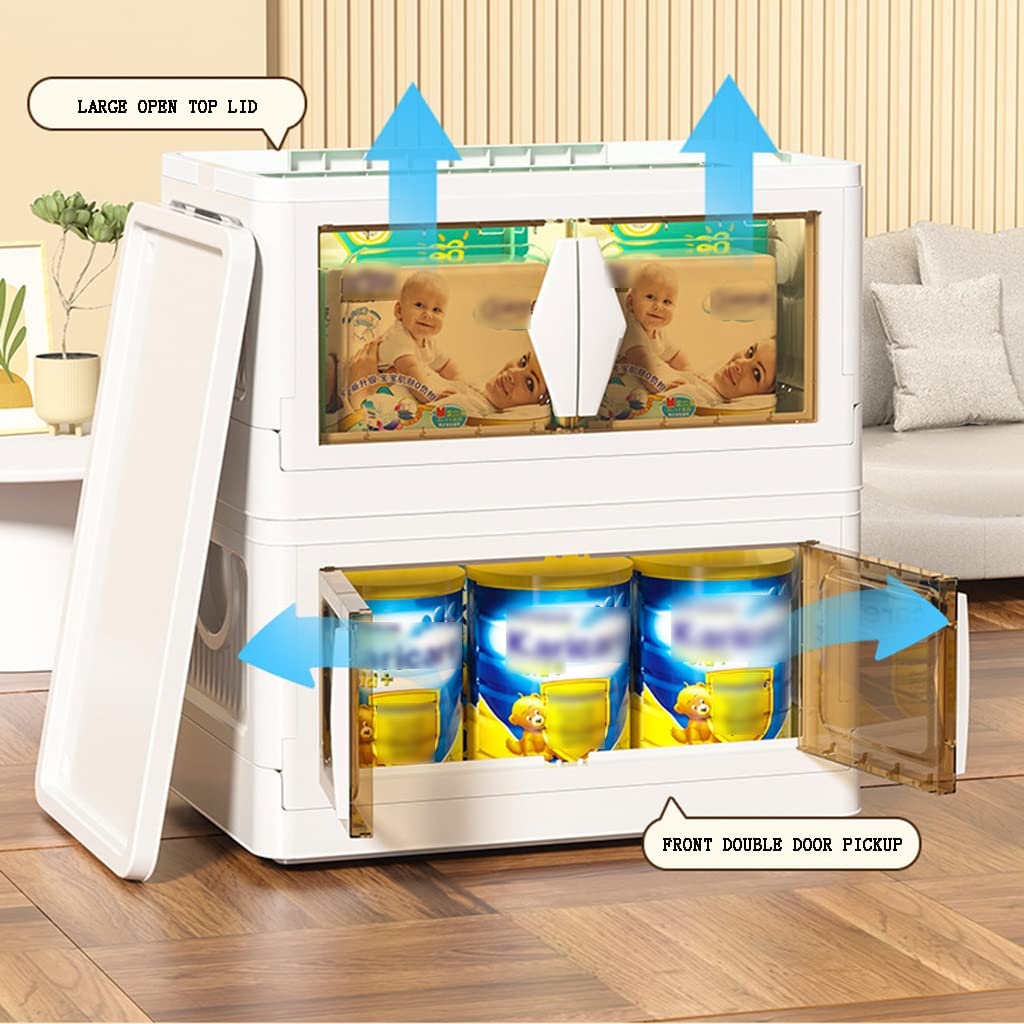 Large Foldable Clear Storage Trolley with Lid