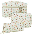 3-Piece Quilted Makeup & Toiletry Bag Set