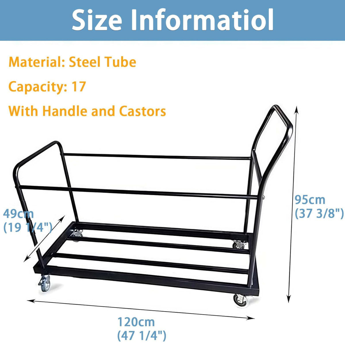 Heavy-Duty Folding Chair Storage Cart with Wheels