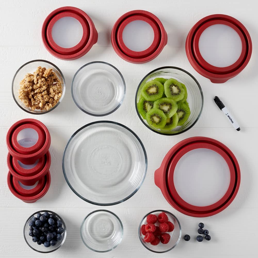 Kitchen Organizer Clear Glass Food Storage, 15 Piece Set Containers