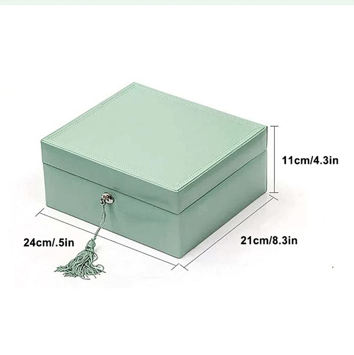 Jewelry case 2 Tier Large Capacity Jewelry Box Pu Leather Jewelry Organizer with Mirror & Lock, Earring Ring Necklace Storage Box Gift for Girls or Women Jewelry Box (Blu)