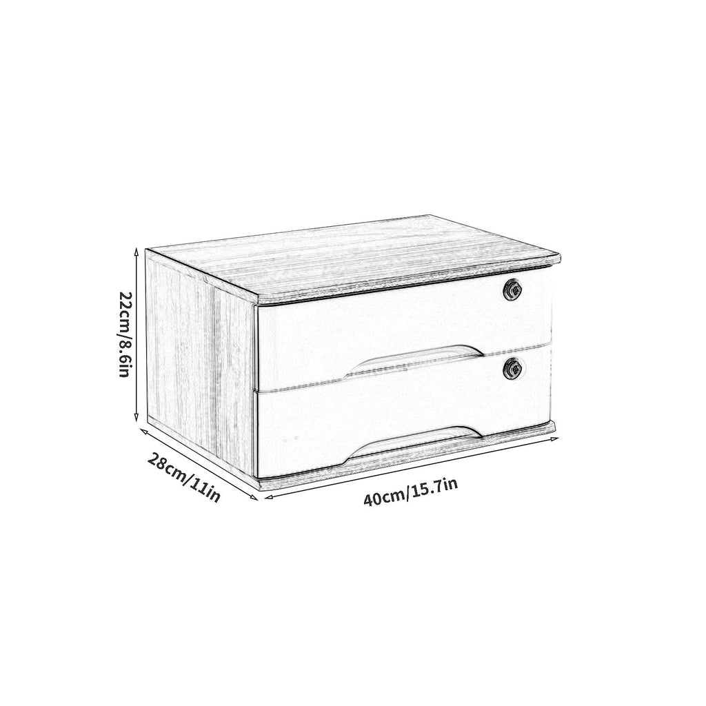 Solid Wood Desktop File Cabinet with 2 Drawers