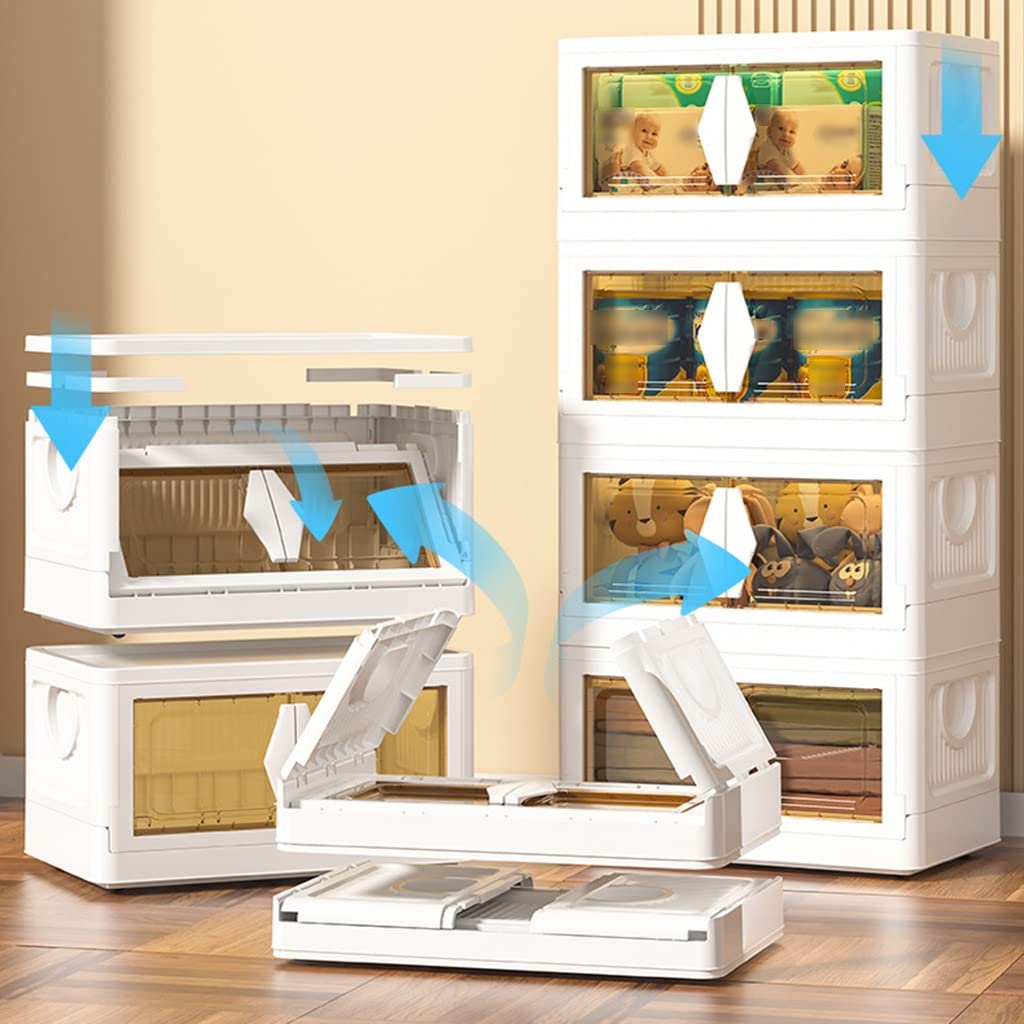 Large Foldable Clear Storage Trolley with Lid
