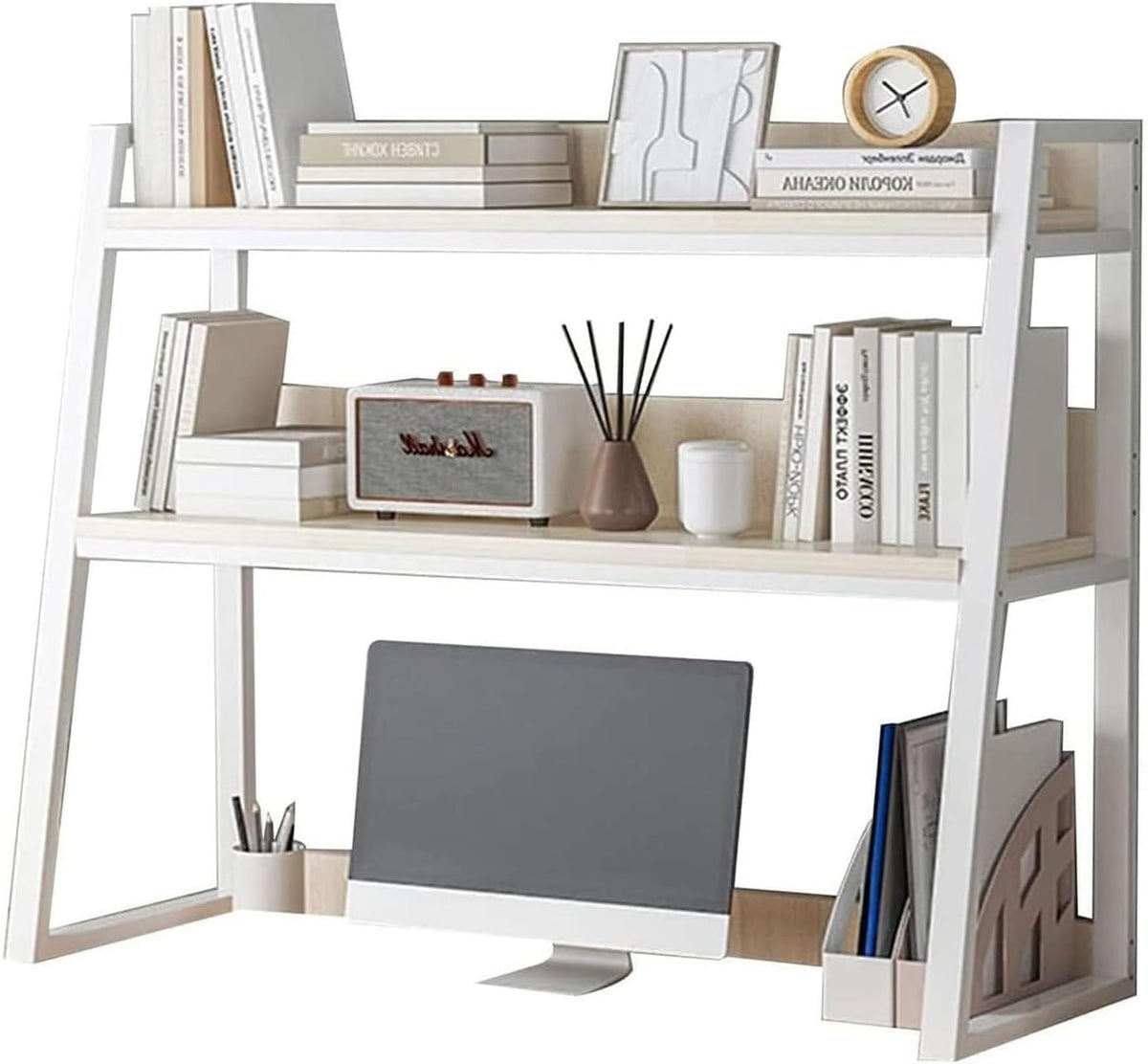 2-Tier Adjustable Desktop Bookshelf Organizer