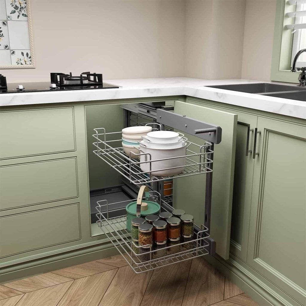 4-Tier Corner Pull-Out Cabinet Organizer