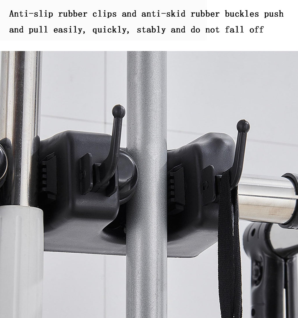 Rolling Broom & Mop Organizer with Hooks