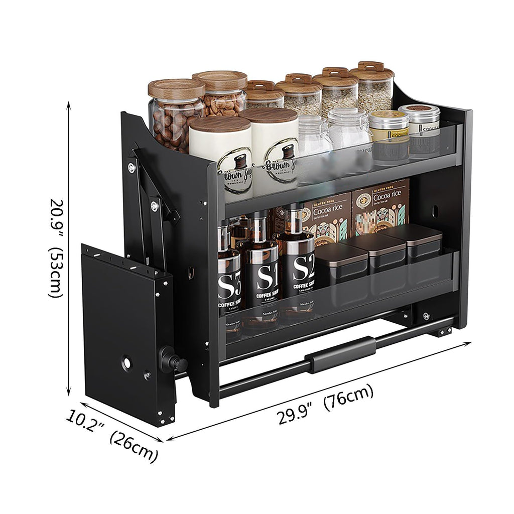 Adjustable 2-Tier Pull-Out Spice Rack Organizer