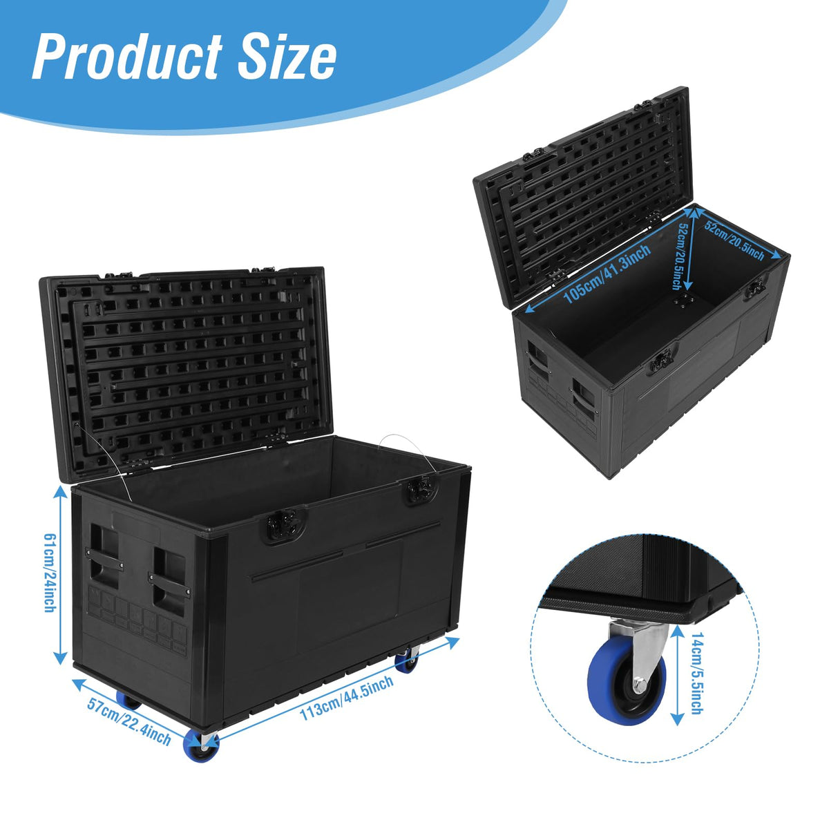 Stackable Cable Storage Case with Locking Wheels