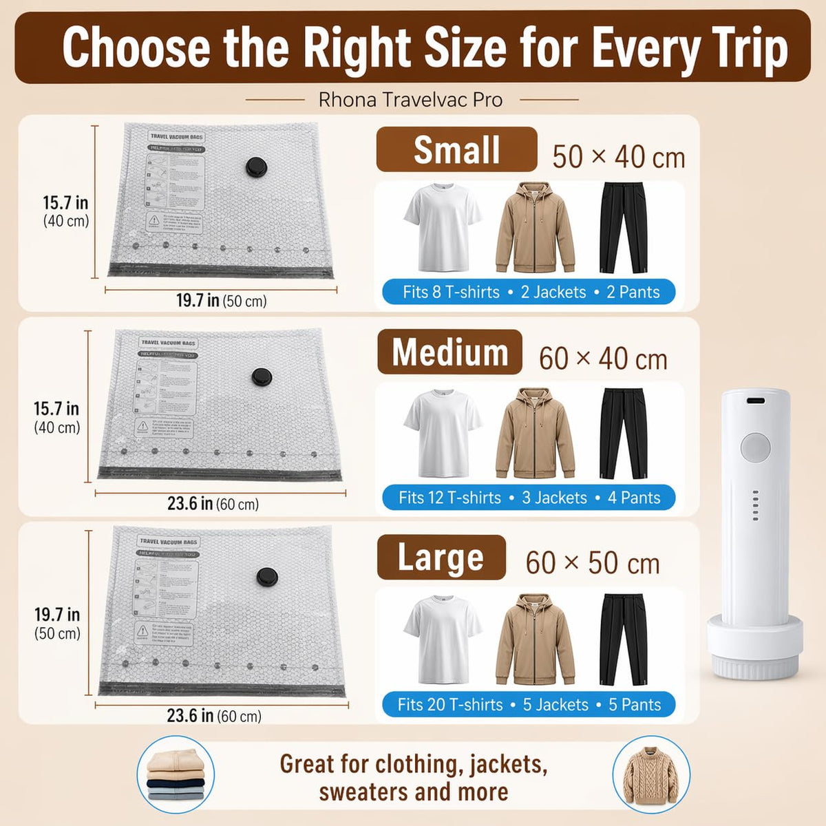 Travel Vacuum Storage Bags with Cordless Pump