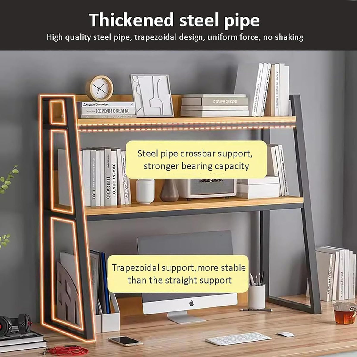 2-Tier Adjustable Desktop Bookshelf Organizer