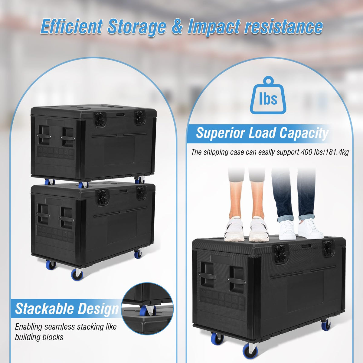 Stackable Cable Storage Case with Locking Wheels
