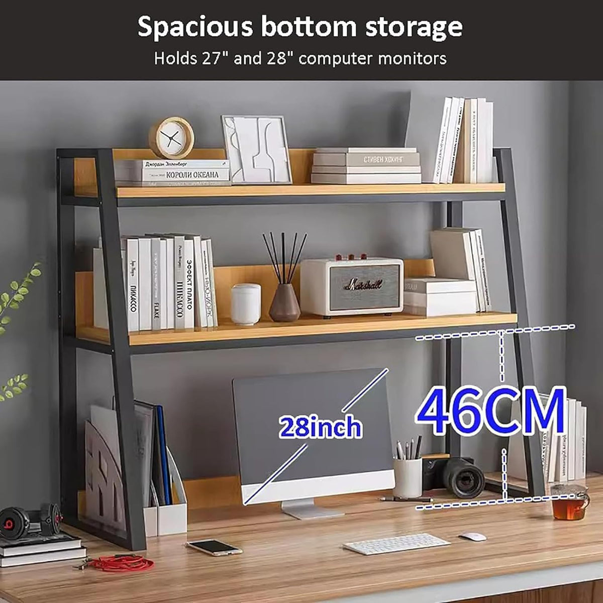 2-Tier Adjustable Desktop Bookshelf Organizer