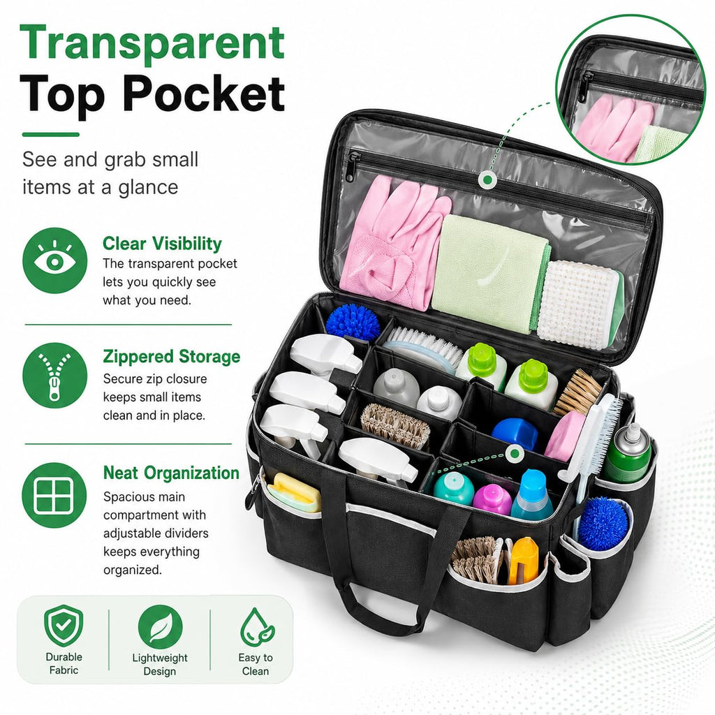 Large Cleaning Supply Organizer Bag with Shoulder Strap