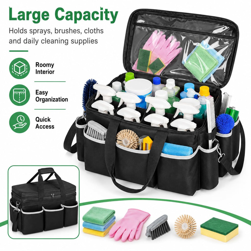 Large Cleaning Supply Organizer Bag with Shoulder Strap