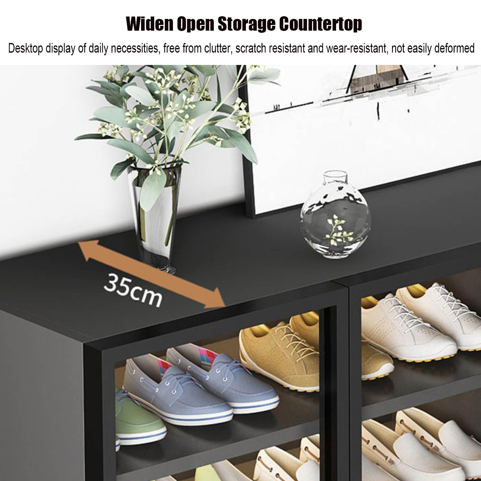 LED Shoe Cabinet with Glass Doors & Adjustable Shelves