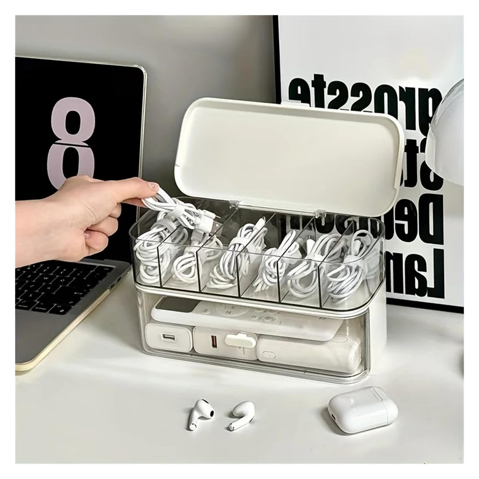 Transparent Cable & Charger Organizer Box