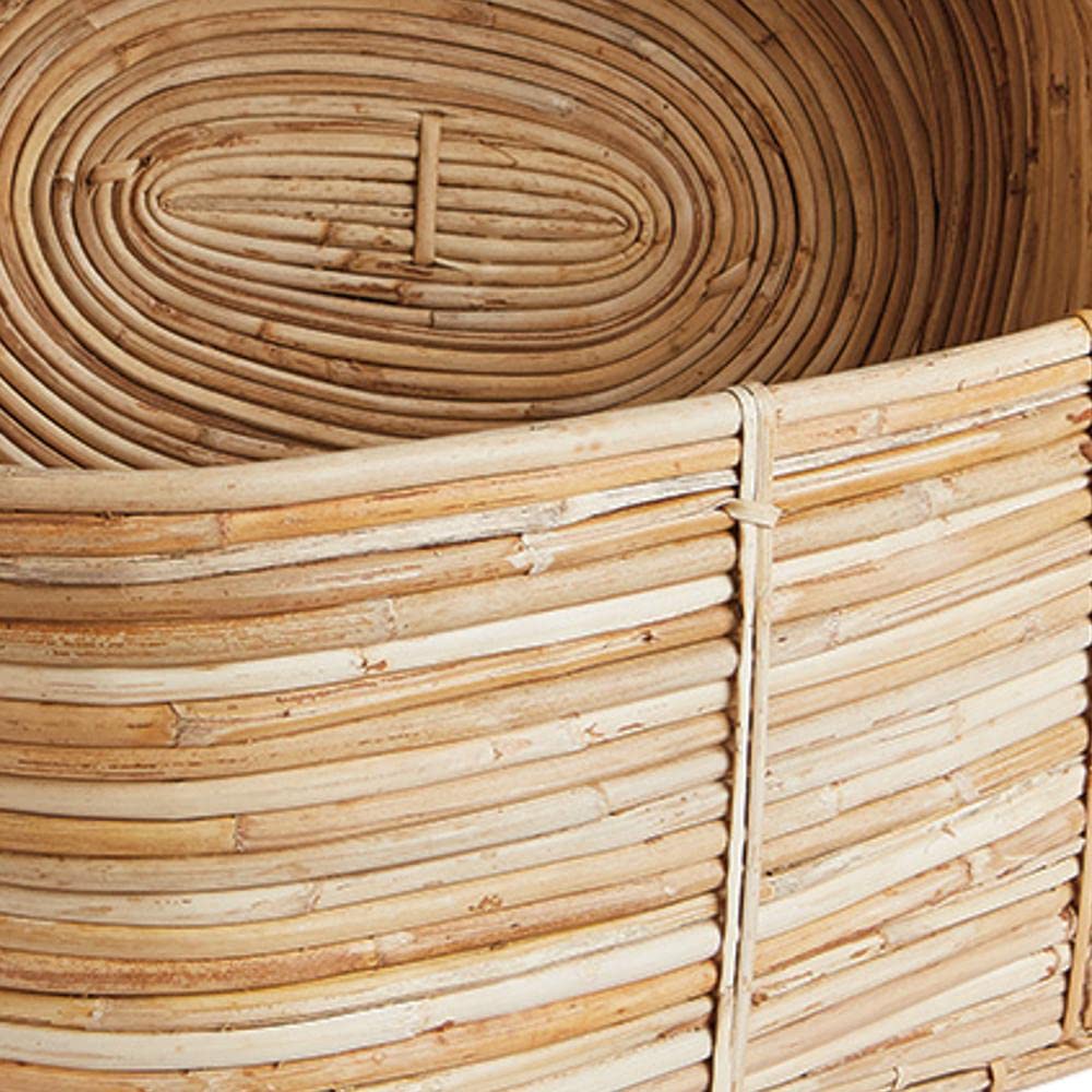 Set of 3 Natural Rattan Storage Baskets with Handles