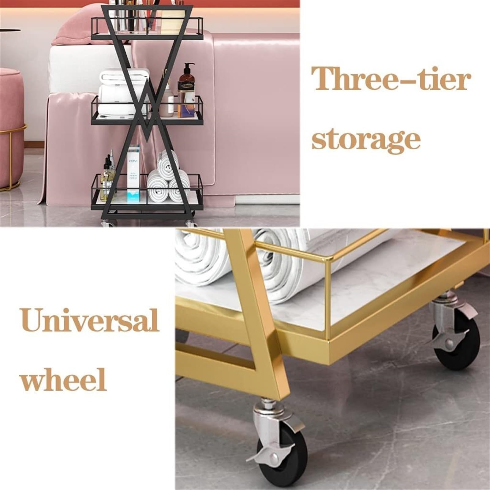 Heavy-Duty Metal Rolling Utility Cart