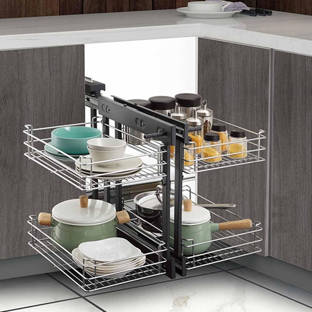 4-Tier Corner Pull-Out Cabinet Organizer