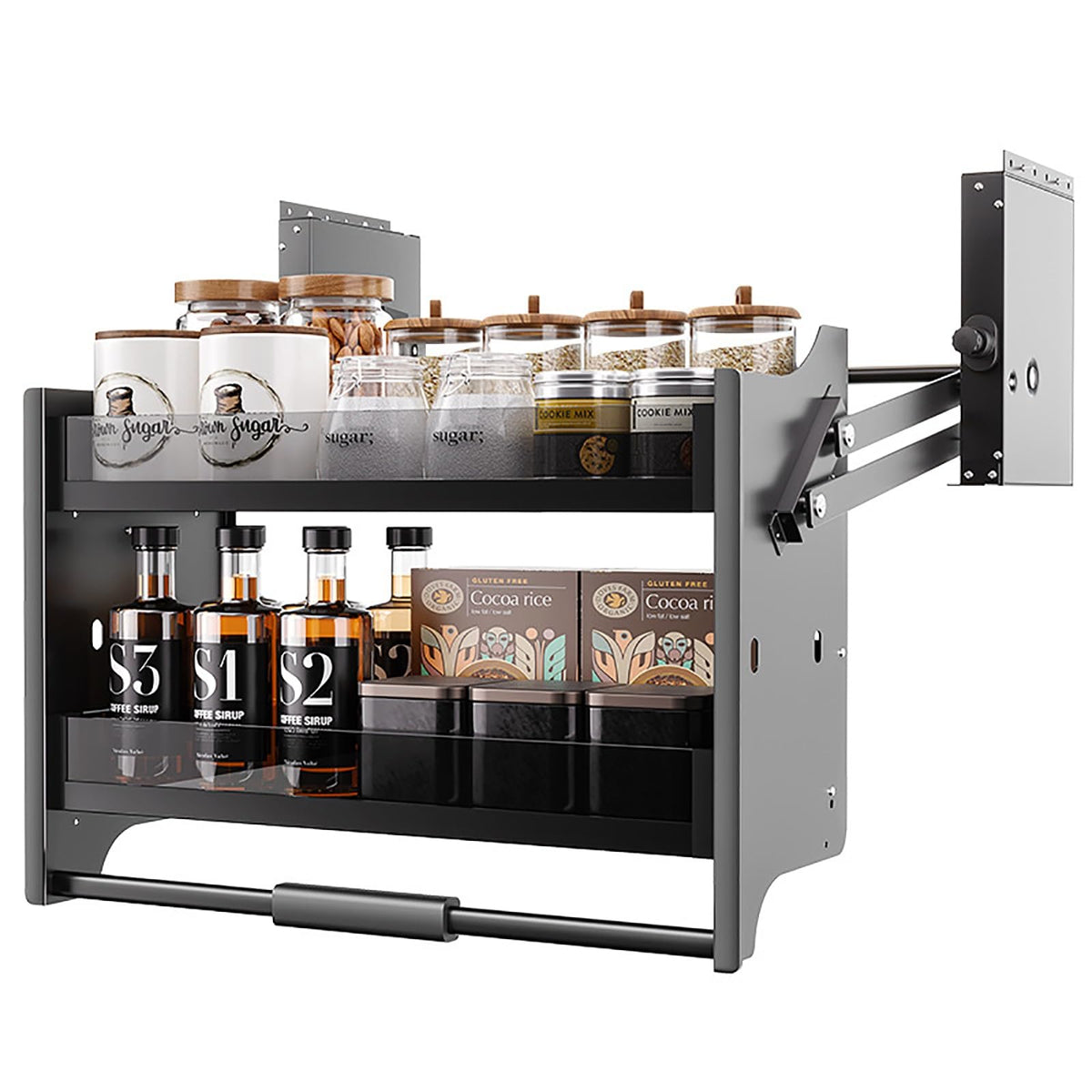 Adjustable 2-Tier Pull-Out Spice Rack Organizer