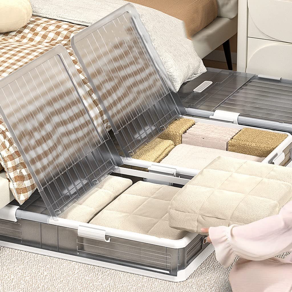 Clear Underbed Storage Bin with Lids & Wheels