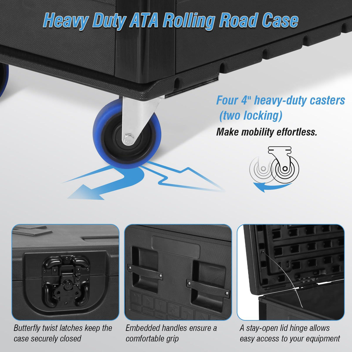 Stackable Cable Storage Case with Locking Wheels