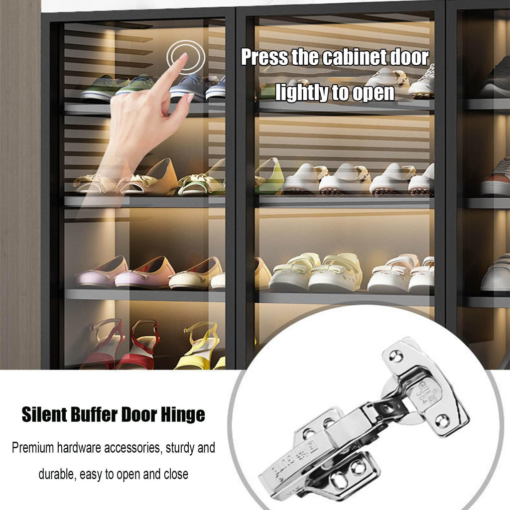 LED Shoe Cabinet with Glass Doors & Adjustable Shelves